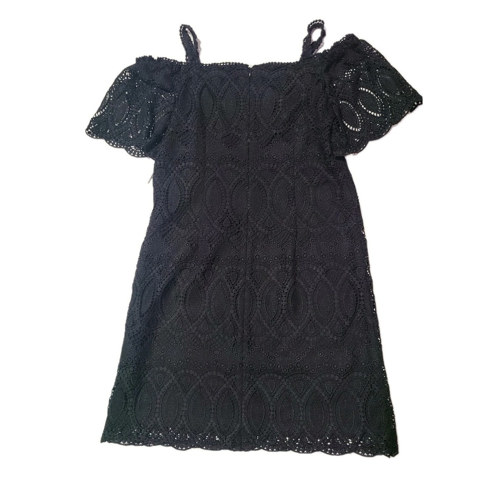 White House‎ Black Market Off Shoulder Crochet Lace Mini Dress Women's 2 Black